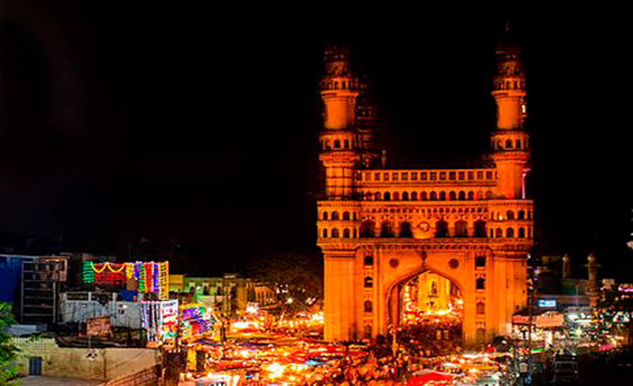 charminar during night with lights